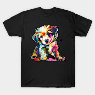 Puppy Colorful Pop Art Design Dog Lover Gift Idea T-Shirt